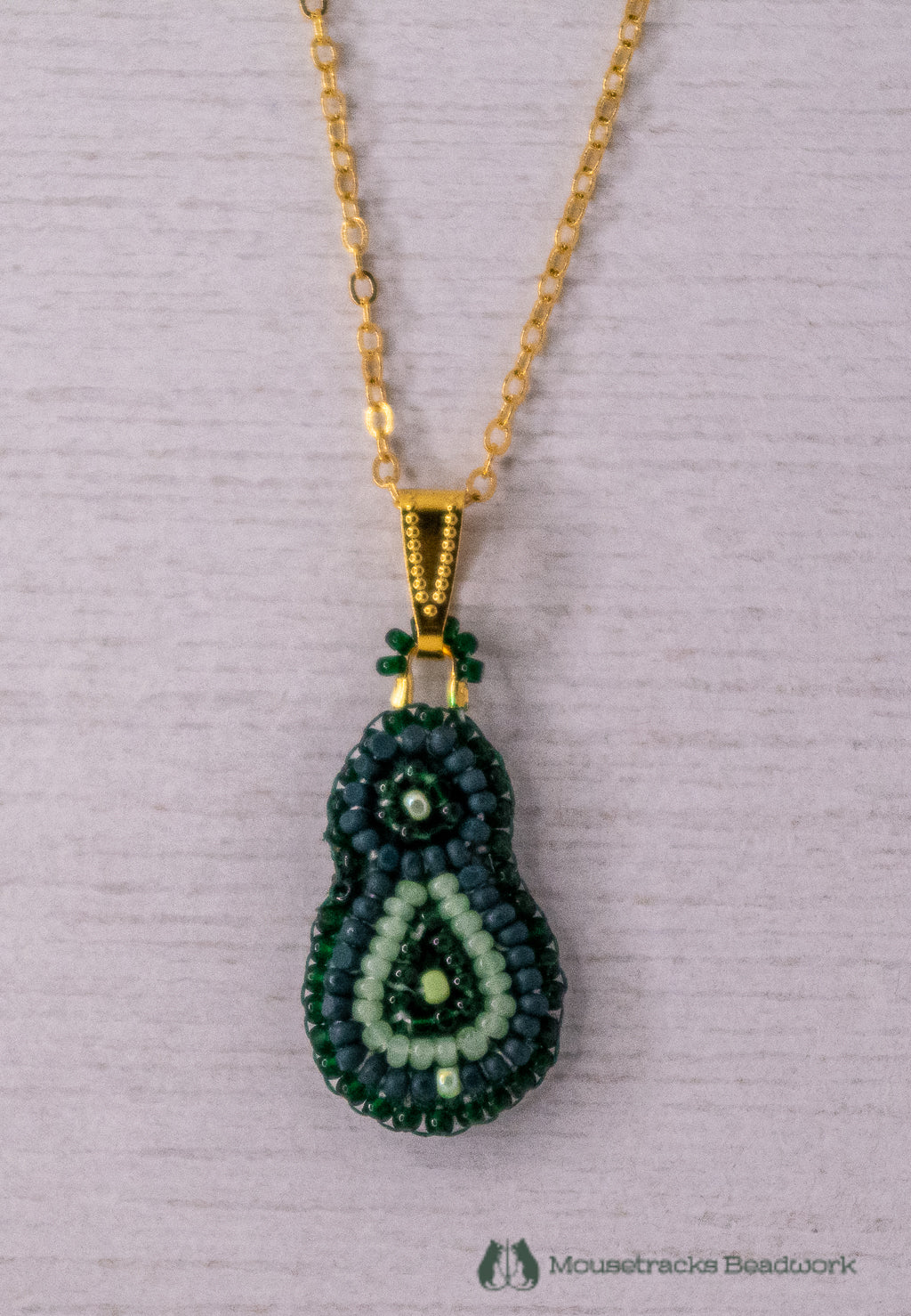 Beaded 1-petal Metis Green Necklace