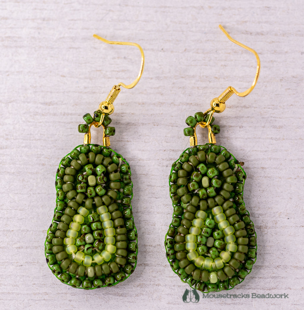 Beaded 1-petal Metis Olive Earrings