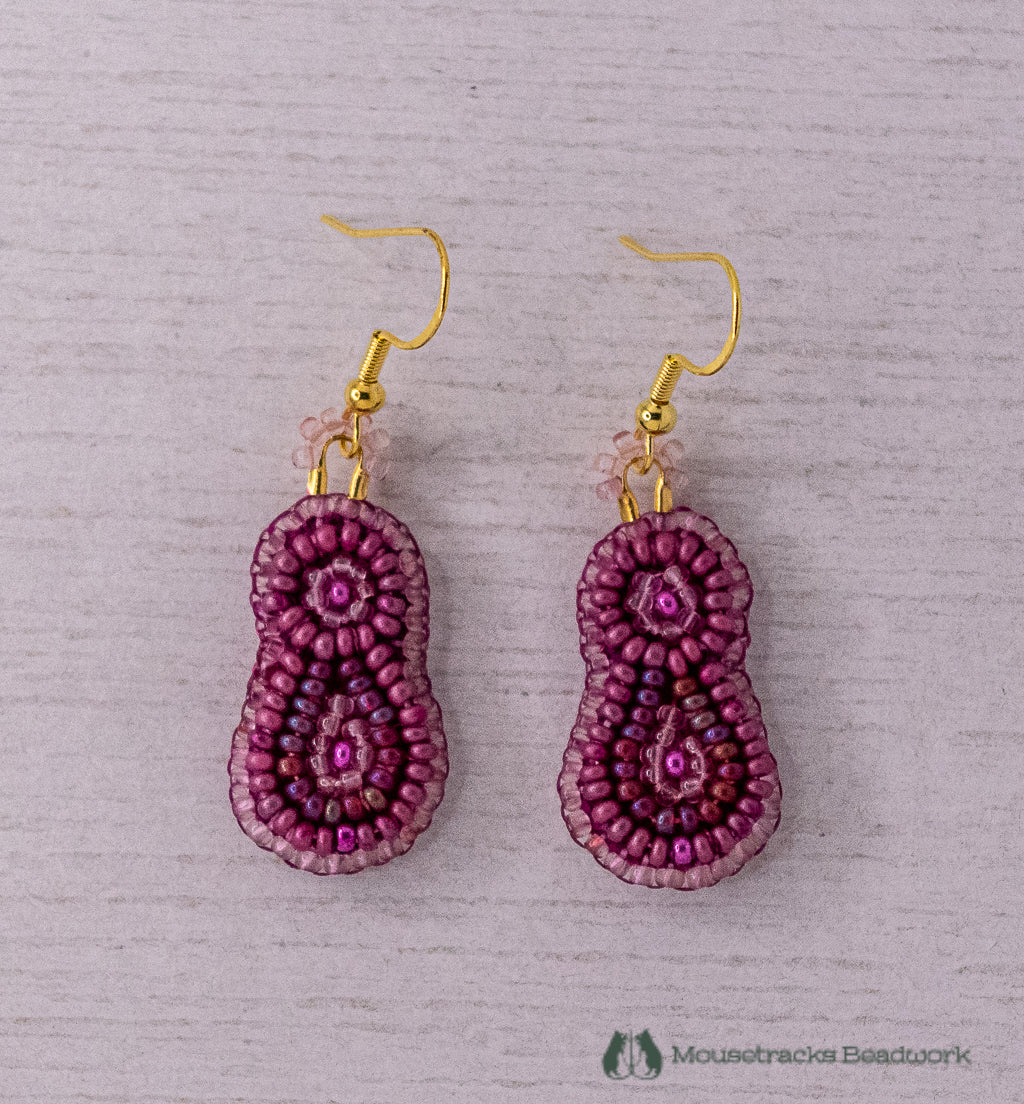 Beaded 1-petal Metis Pink Earrings