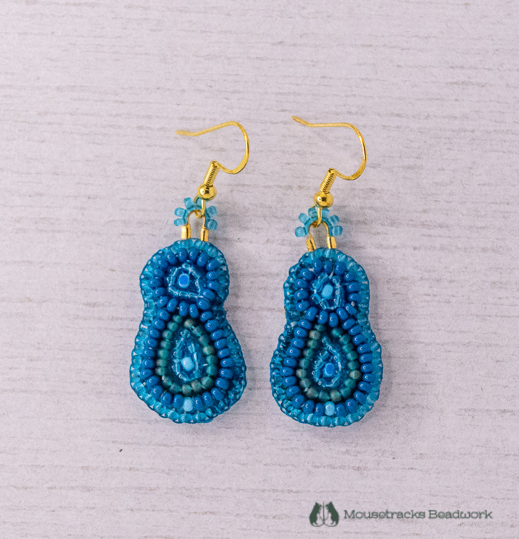 Beaded 1-petal Metis Teal Earrings