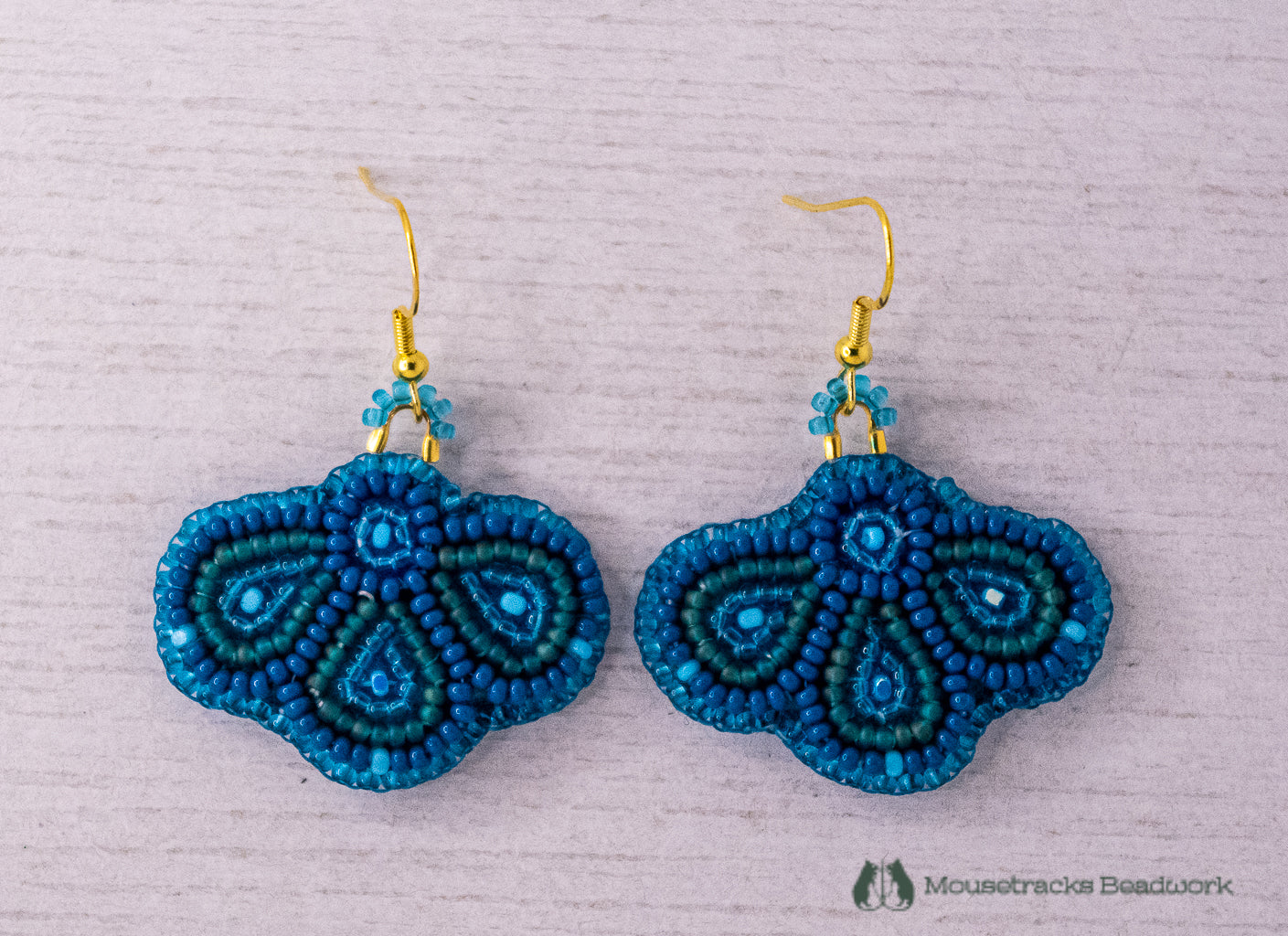Beaded 3-petal Metis Teal Earrings