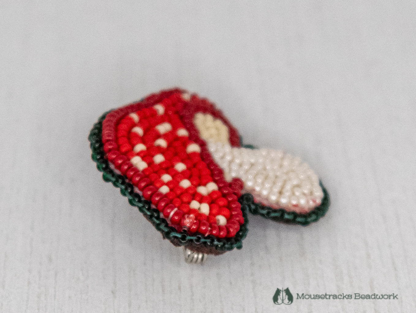 Beaded Red Amanita Mushroom Pin
