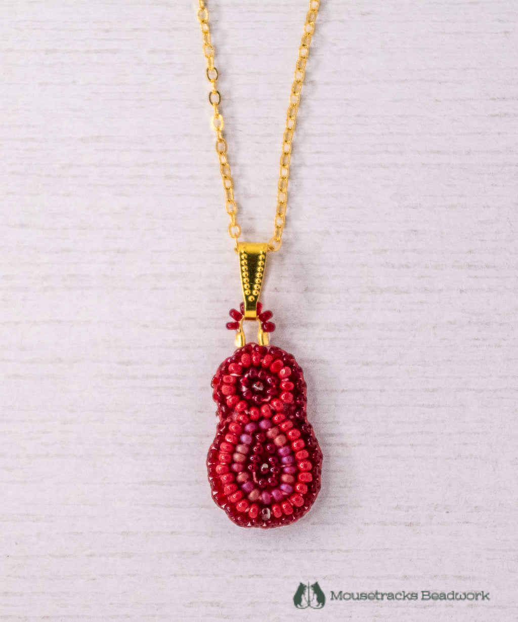 Beaded 1-petal Metis Red Necklace