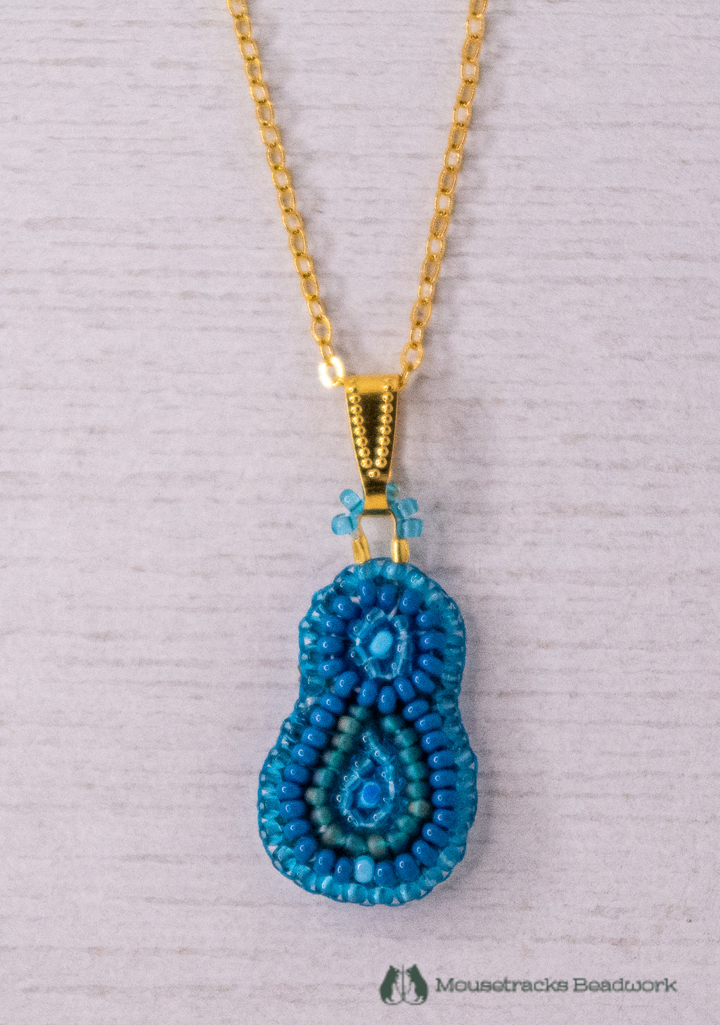 Beaded 1-petal Metis Teal Necklace