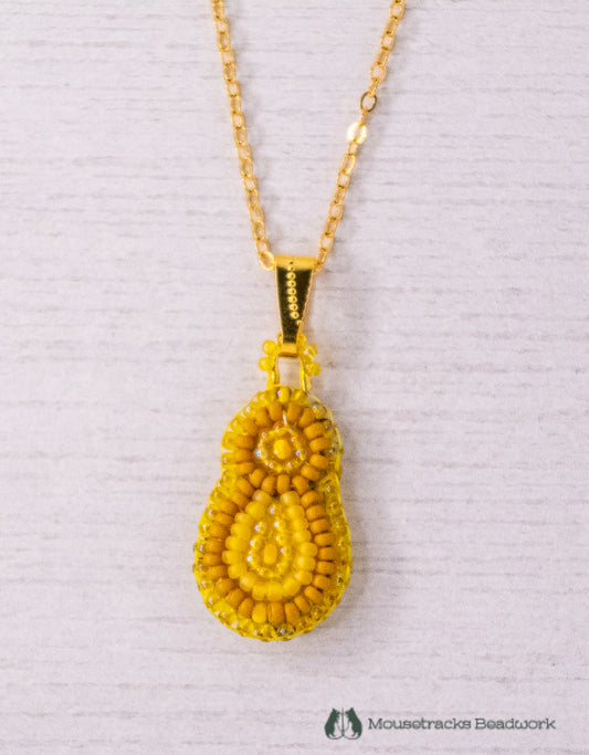 Beaded 1-petal Metis Yellow Necklace