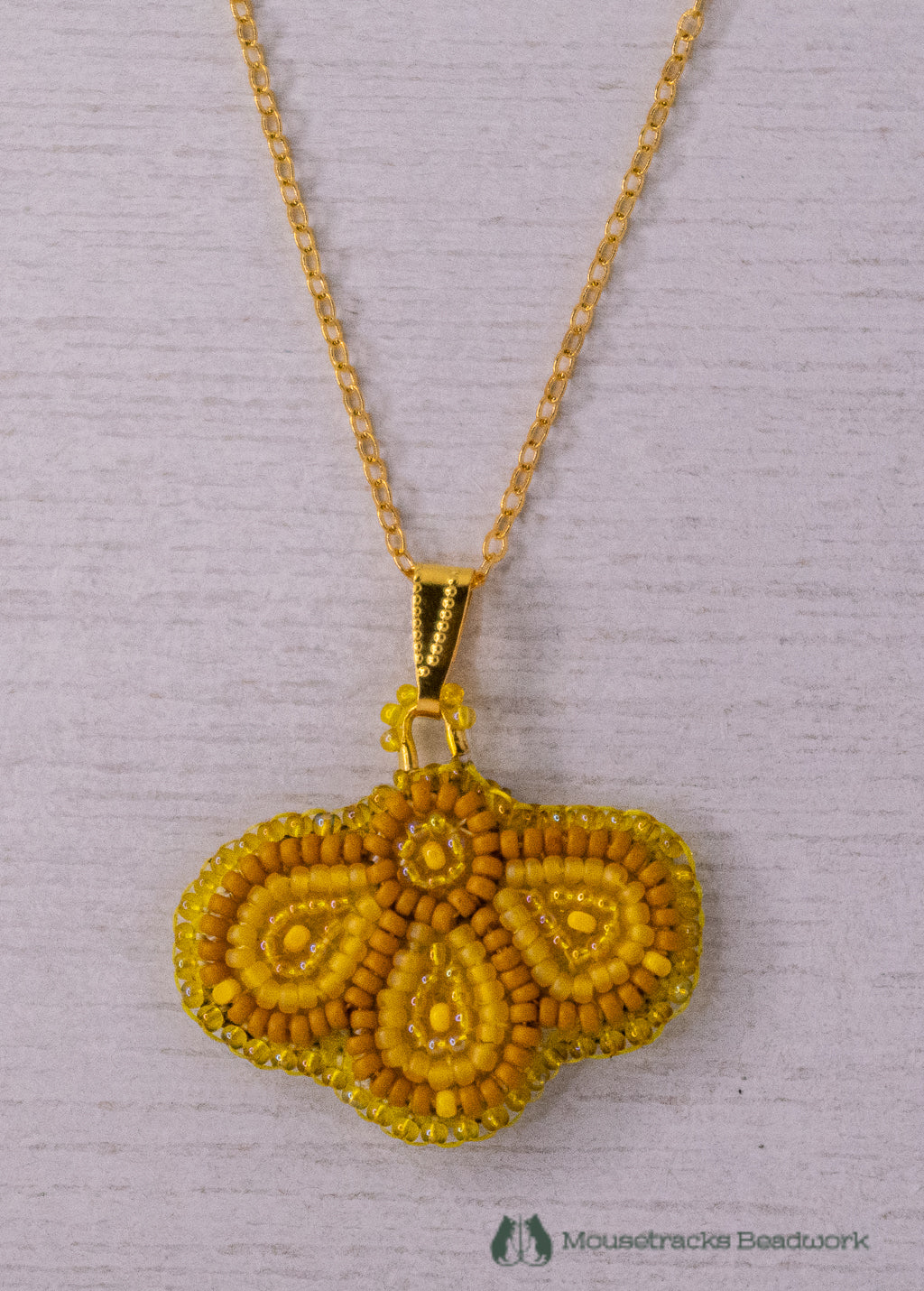 Beaded 3-petal Metis Yellow Necklace