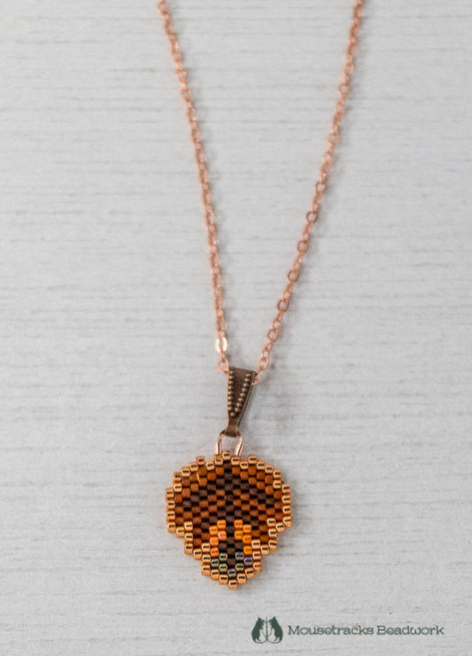 Beaded Brown and Copper Autumn Leaf Necklace