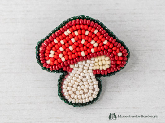 Beaded Red Amanita Mushroom Pin