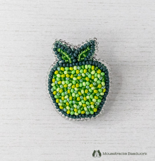 Beaded Green Apple Pin