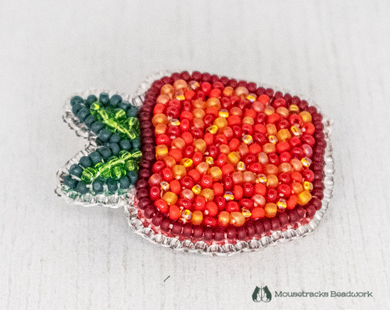 Beaded Red Apple Pin