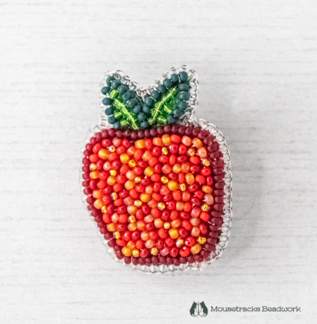 Beaded Red Apple Pin